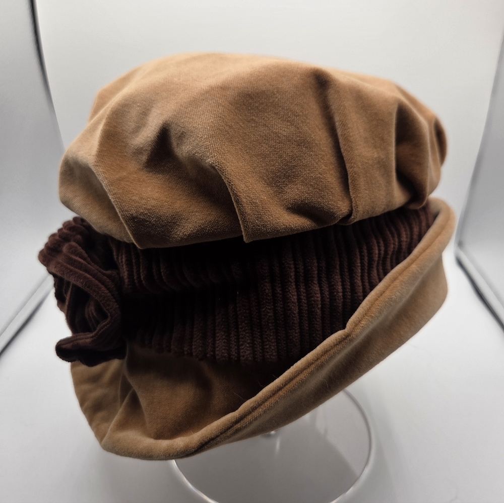 Maggie Mae Adjustable Elegant Tan Brown Floral Applique Hat